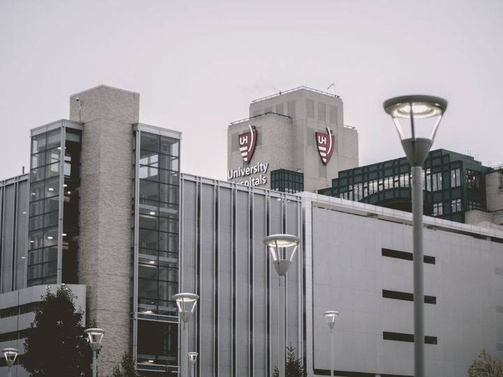 Modern medical campus building — hospital and medical campus parking